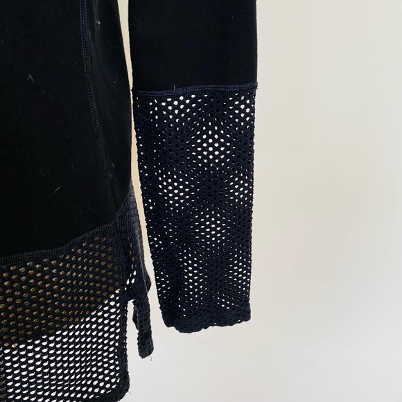 NUX Active Cowl Neck Mesh Netting Pullover Athleisure Sweatershirt Top Black - Picture 7 of 11